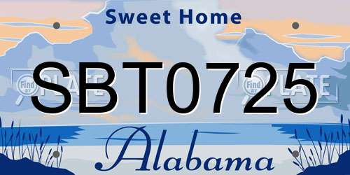 SBT0725 Alabama License Plate