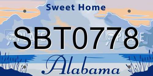 SBT0778 Alabama License Plate