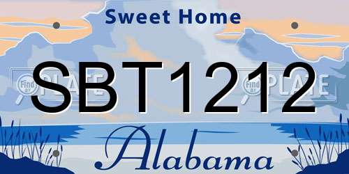 SBT1212 Alabama License Plate