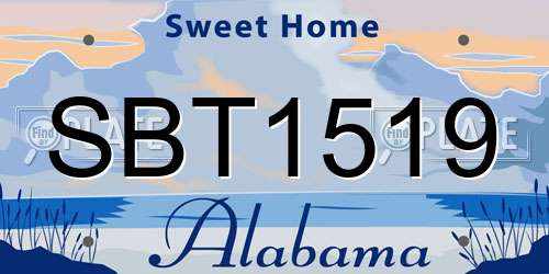 SBT1519 Alabama License Plate