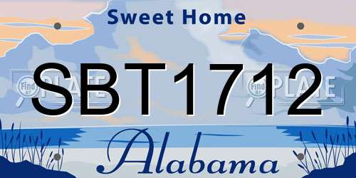 SBT1712 Alabama License Plate