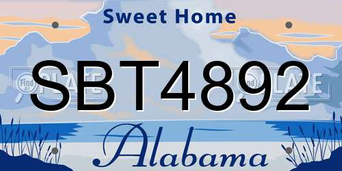 SBT4892 Alabama License Plate