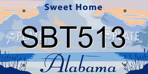 SBT513 Alabama License Plate