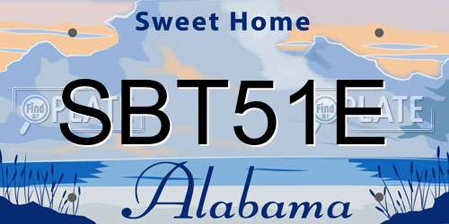 SBT51E Alabama License Plate