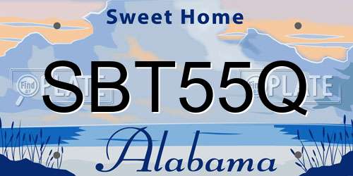 SBT55Q Alabama License Plate