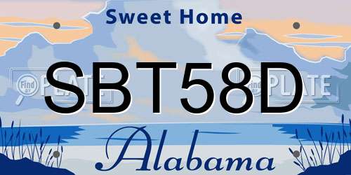 SBT58D Alabama License Plate