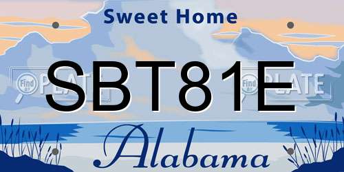 SBT81E Alabama License Plate