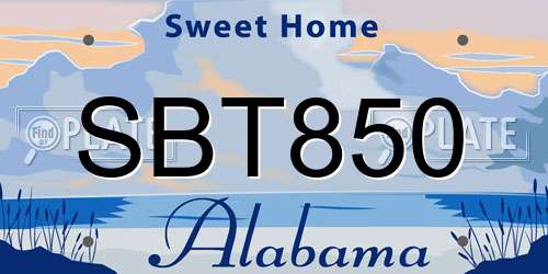 SBT850 Alabama License Plate