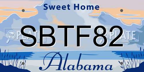 SBTF82 Alabama License Plate