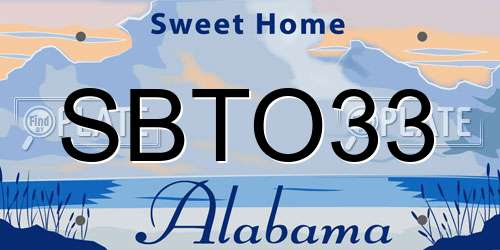 SBTO33 Alabama License Plate