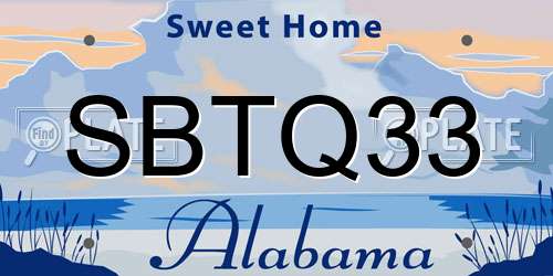 SBTQ33 Alabama License Plate