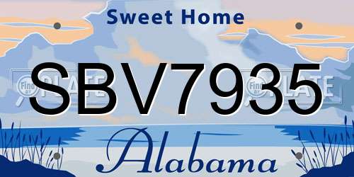 SBV7935 Alabama License Plate