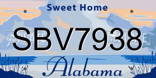 SBV7938 Alabama License Plate