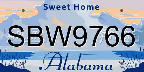 SBW9766 Alabama License Plate
