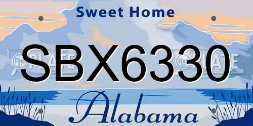 SBX6330 Alabama License Plate