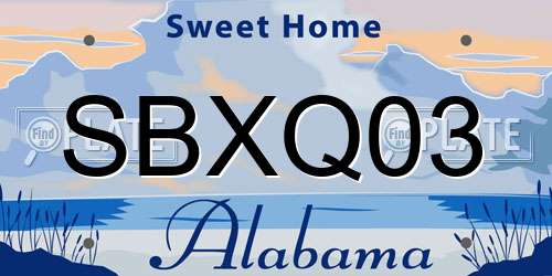 SBXQ03 Alabama License Plate