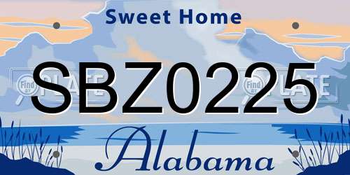 SBZ0225 Alabama License Plate