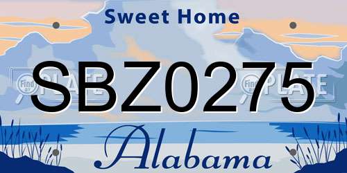 SBZ0275 Alabama License Plate