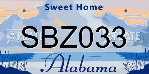 SBZ033 Alabama License Plate