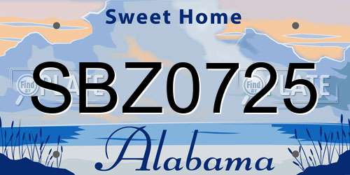 SBZ0725 Alabama License Plate
