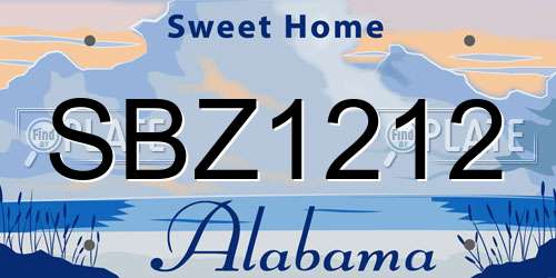 SBZ1212 Alabama License Plate