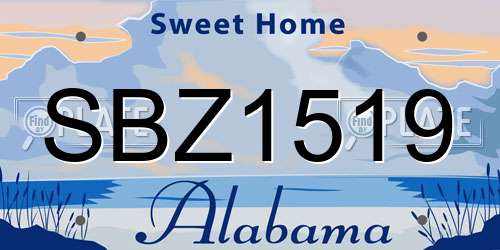 SBZ1519 Alabama License Plate