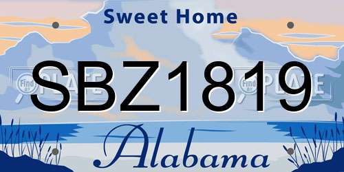 SBZ1819 Alabama License Plate