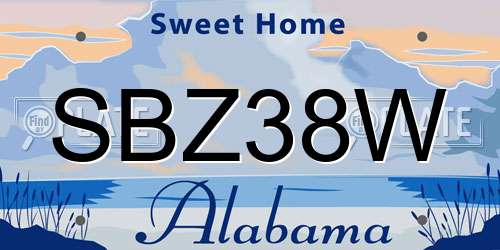 SBZ38W Alabama License Plate