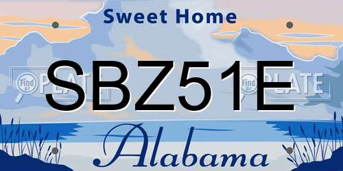 SBZ51E Alabama License Plate