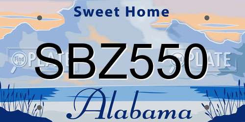 SBZ550 Alabama License Plate