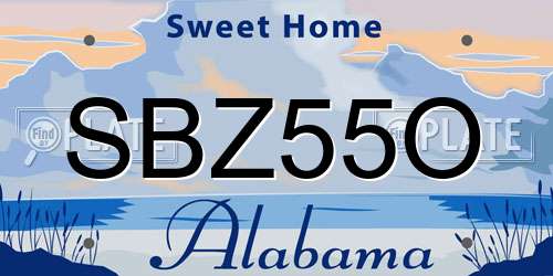 SBZ55O Alabama License Plate