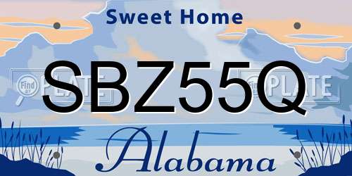 SBZ55Q Alabama License Plate