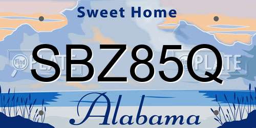 SBZ85Q Alabama License Plate