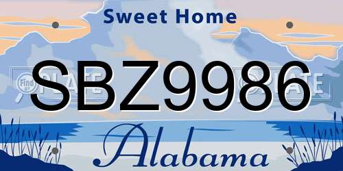 SBZ9986 Alabama License Plate