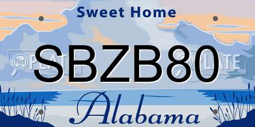 SBZB80 Alabama License Plate