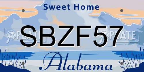 SBZF57 Alabama License Plate