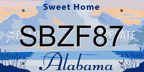 SBZF87 Alabama License Plate