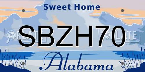 SBZH70 Alabama License Plate