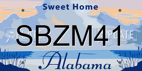 SBZM41 Alabama License Plate
