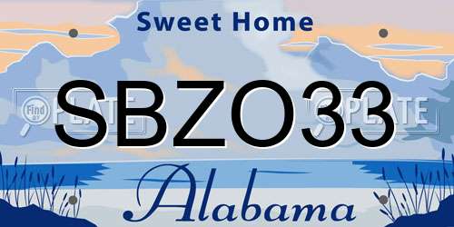 SBZO33 Alabama License Plate