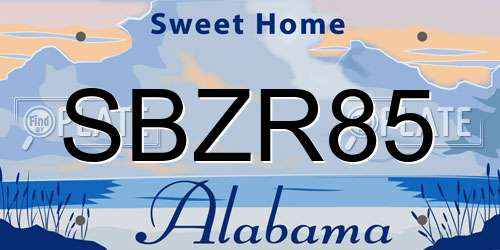 SBZR85 Alabama License Plate