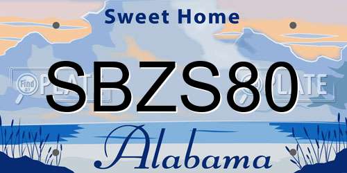 SBZS80 Alabama License Plate