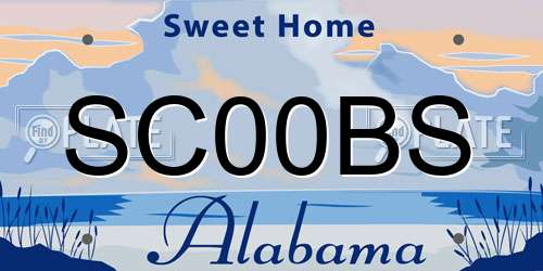 SC00BS Alabama License Plate