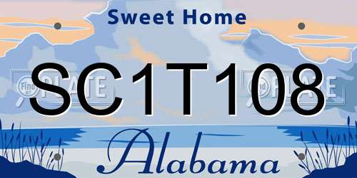 SC1T108 Alabama License Plate