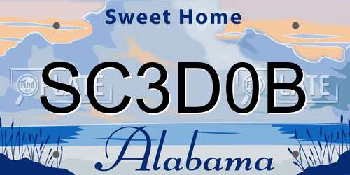 SC3D0B Alabama License Plate