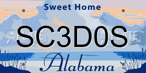 SC3D0S Alabama License Plate