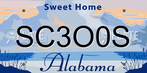 SC3O0S Alabama License Plate