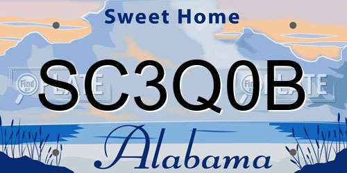 SC3Q0B Alabama License Plate