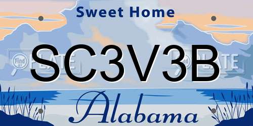 SC3V3B Alabama License Plate