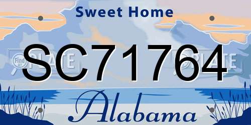 SC71764 Alabama License Plate